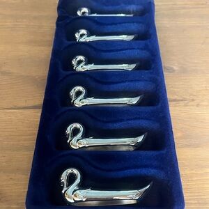 Elegance Sterling Silver Swan Knife Rest Set - 6 Pieces